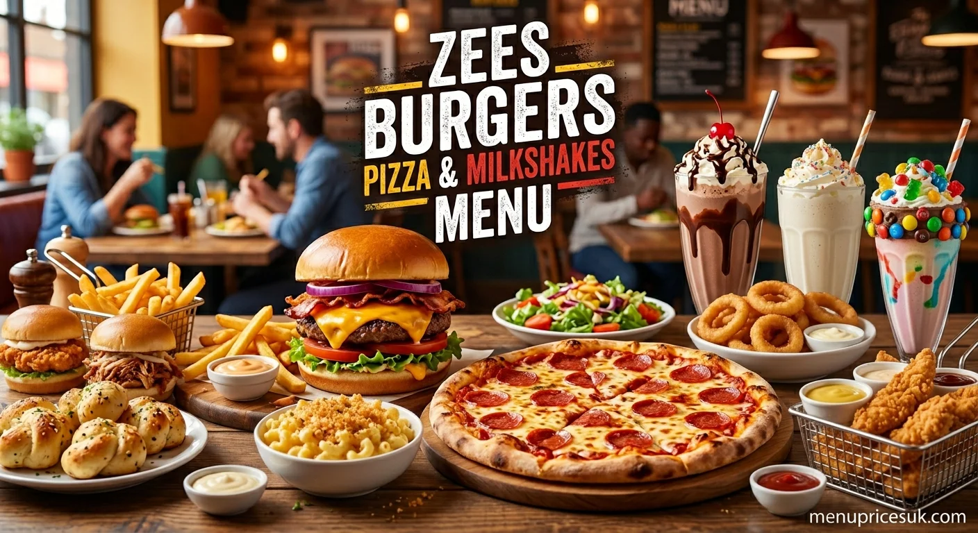 Zees Burgers Pizza & Milkshakes Menu