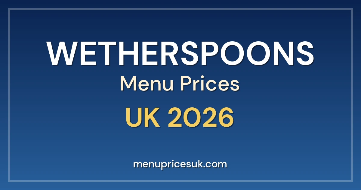 Wetherspoons Menu Prices UK 2026